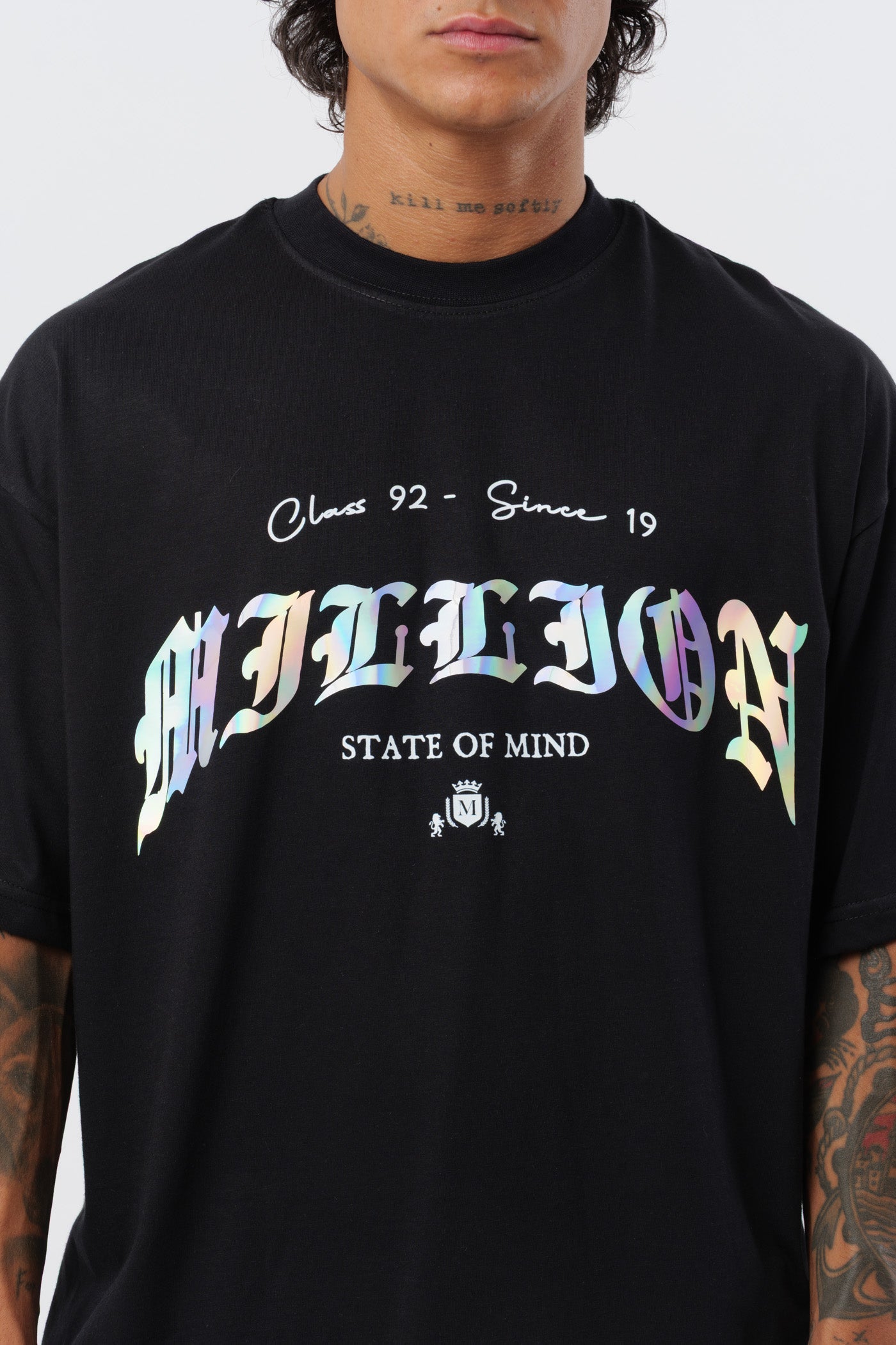 T-shirt noire holographique