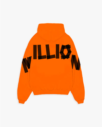 Einsamer orangefarbener Kapuzenpullover