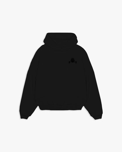 Schwarzer Hoodie mit schwarzem Logo