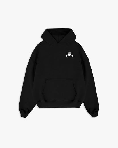 Schwarzer kurzer Hoodie mit Logo