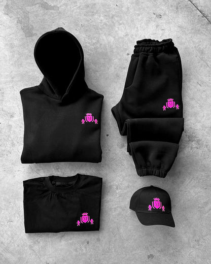 Ensemble "Logo" Noir Rose Fluo