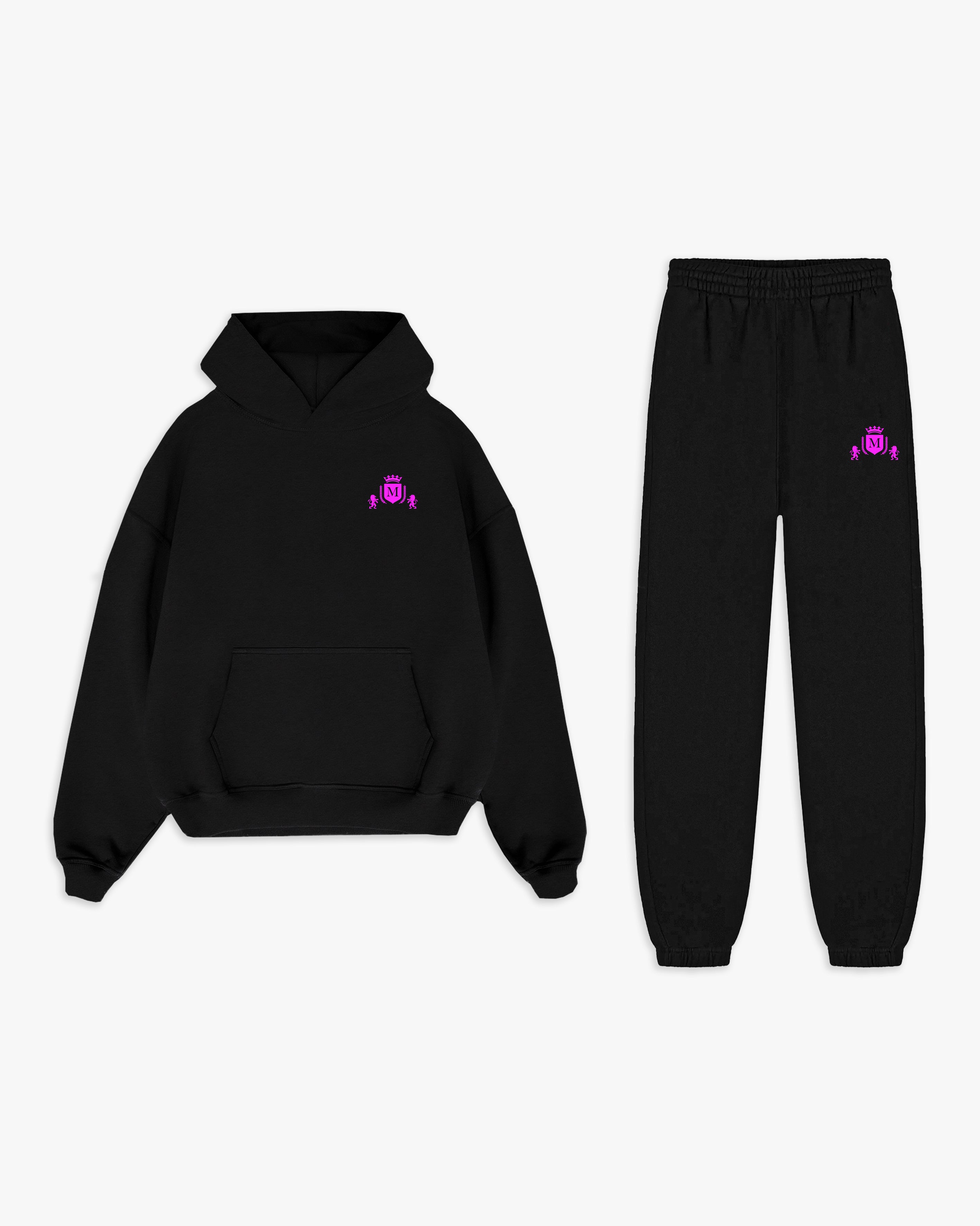 Ensemble "Logo" Noir Rose Fluo