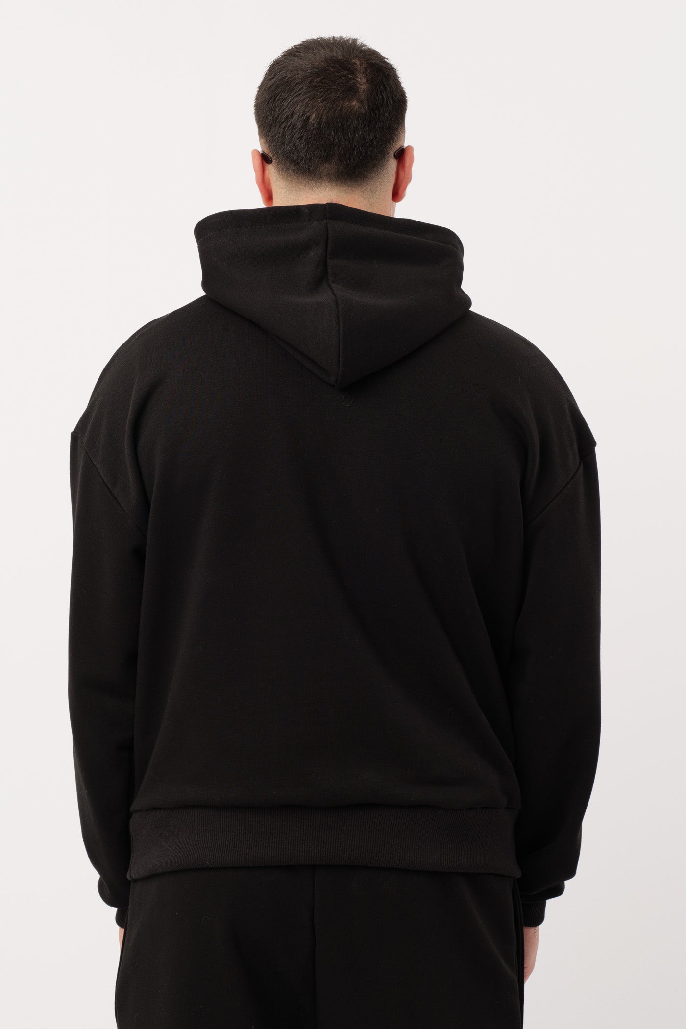 Hoodie Nera con Logo Nero