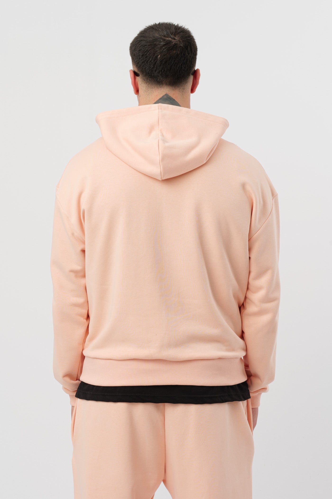 Hoodie Zip Corail avec Logo Noir