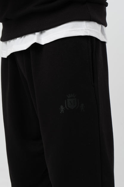 Pantalone Wide Nero con Logo Nero