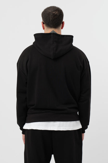 Hoodie Zip Noir avec Logo Noir