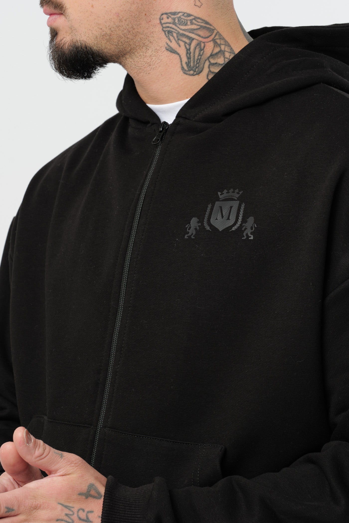 Hoodie Zip Noir avec Logo Noir