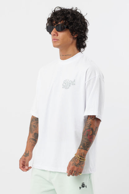 Weißes T-Shirt mit schwarzem Logo