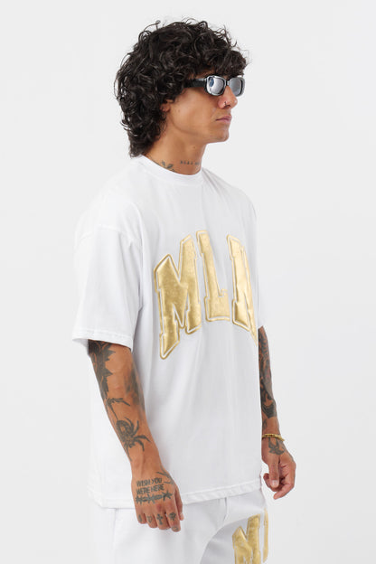 Weißes T-Shirt mit schwarzem Logo