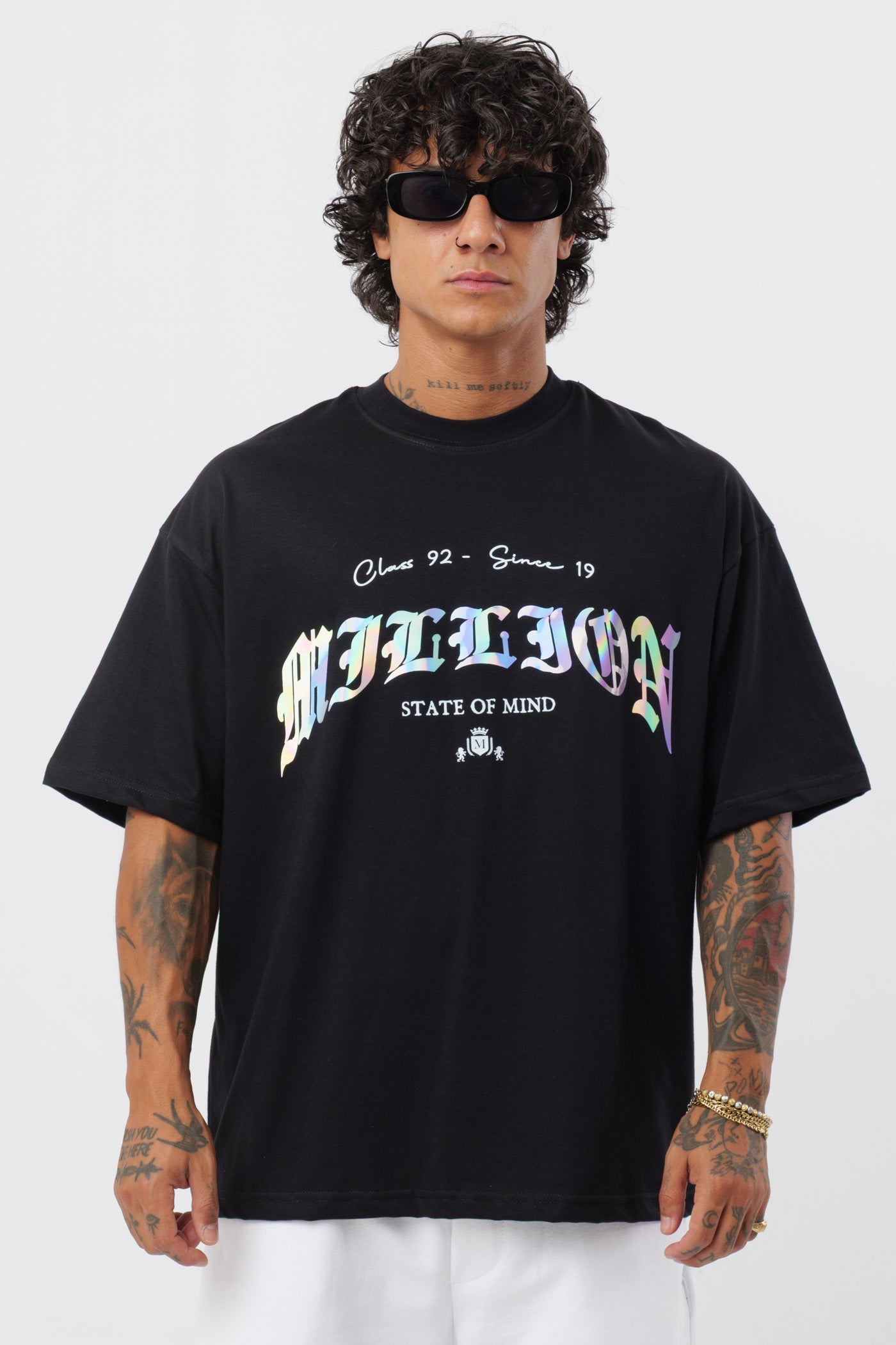 T-shirt noire holographique