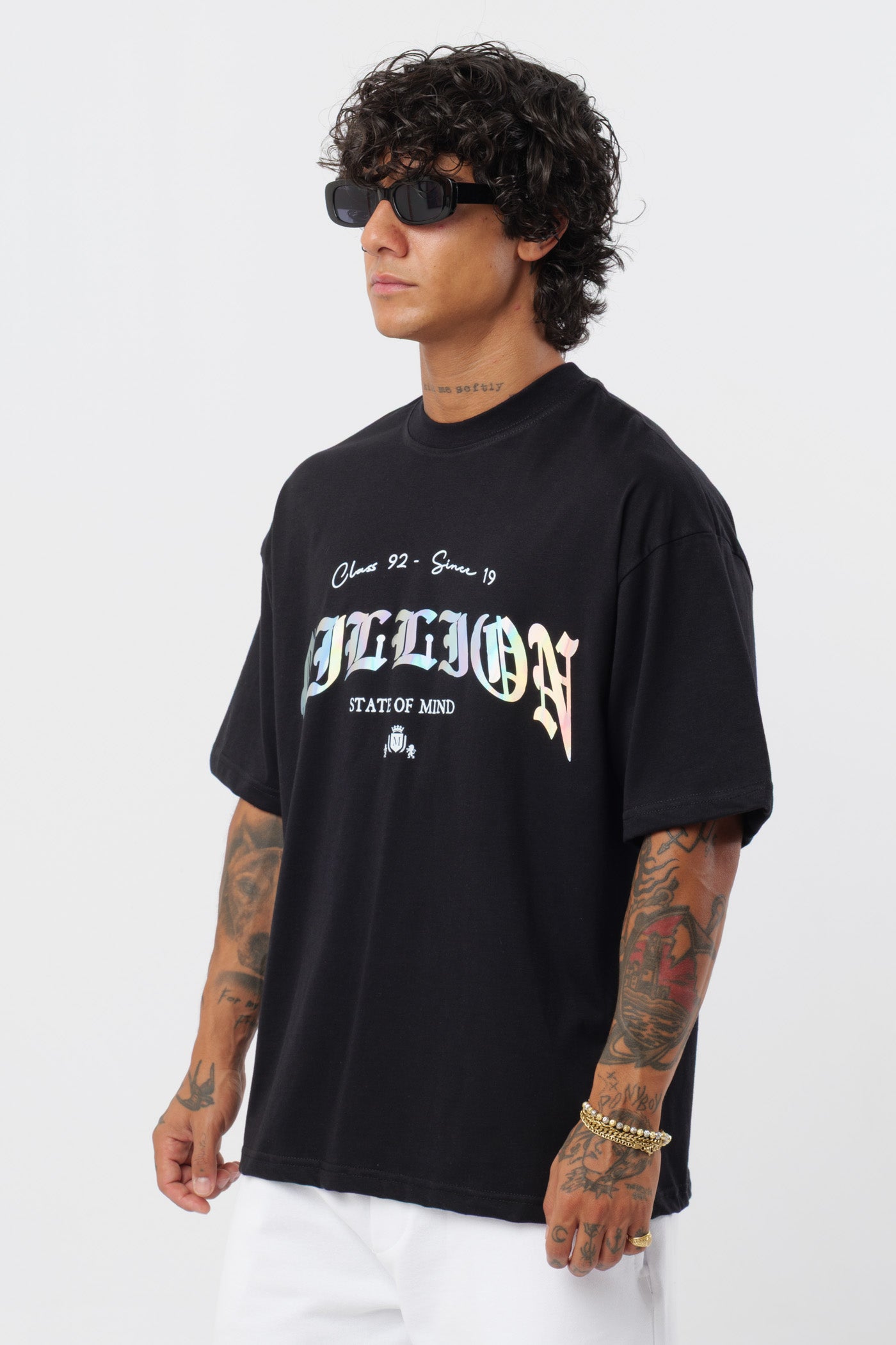 T-shirt noire holographique