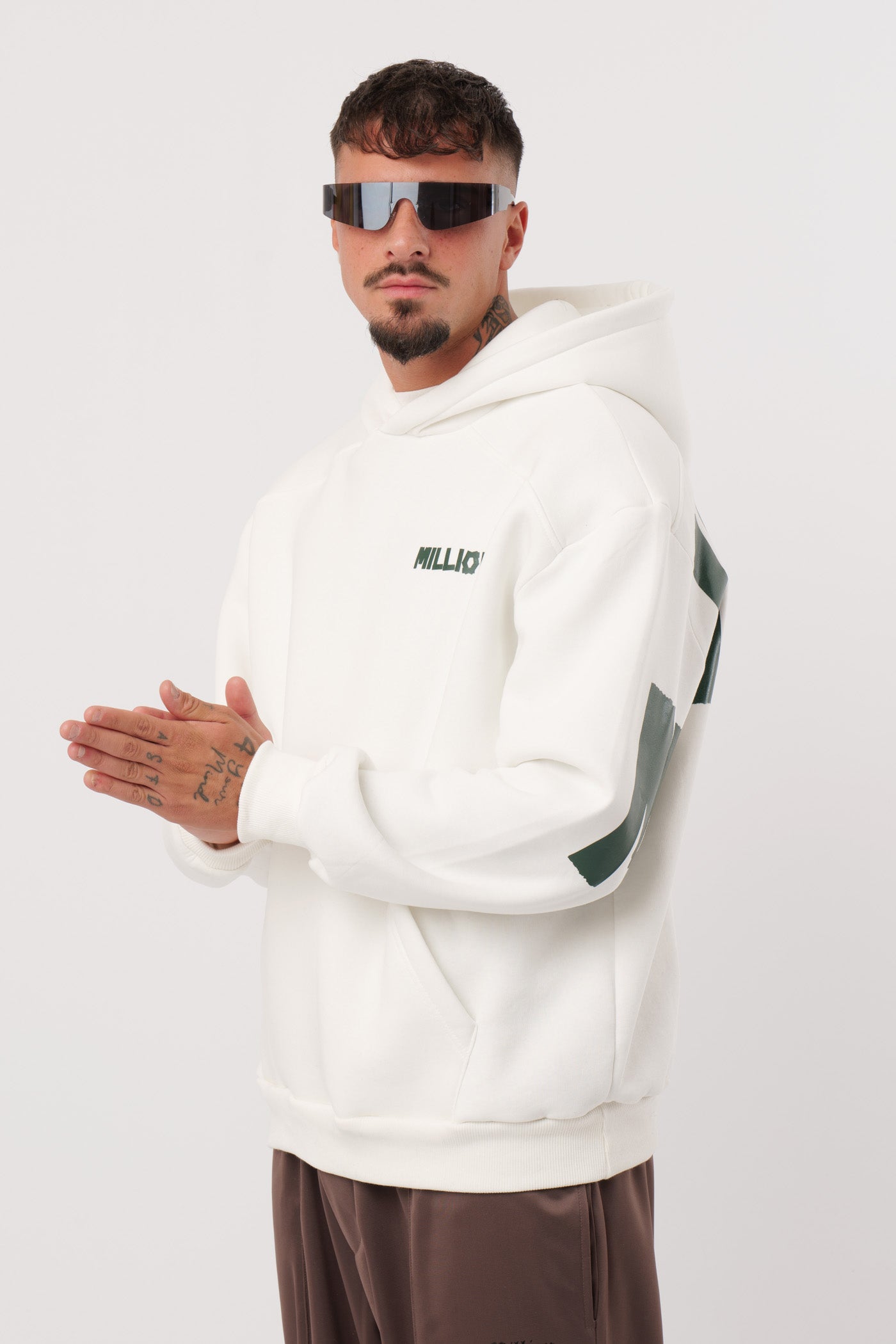 Hoodie Green Lonely Blanc