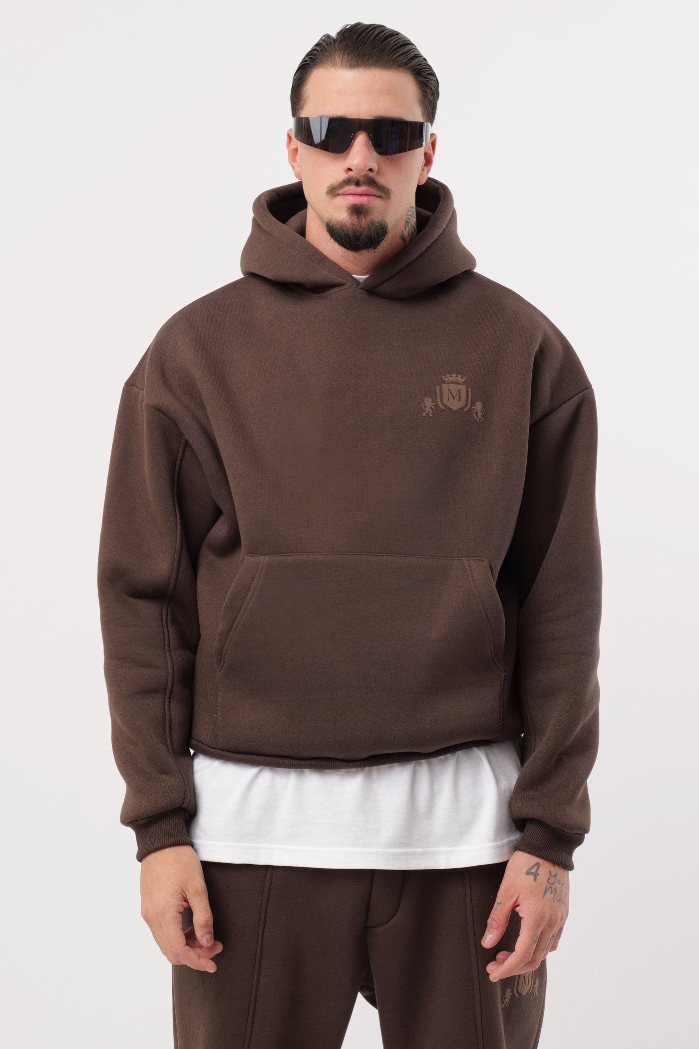 Kapuzenpullover Braun Cropped Logo