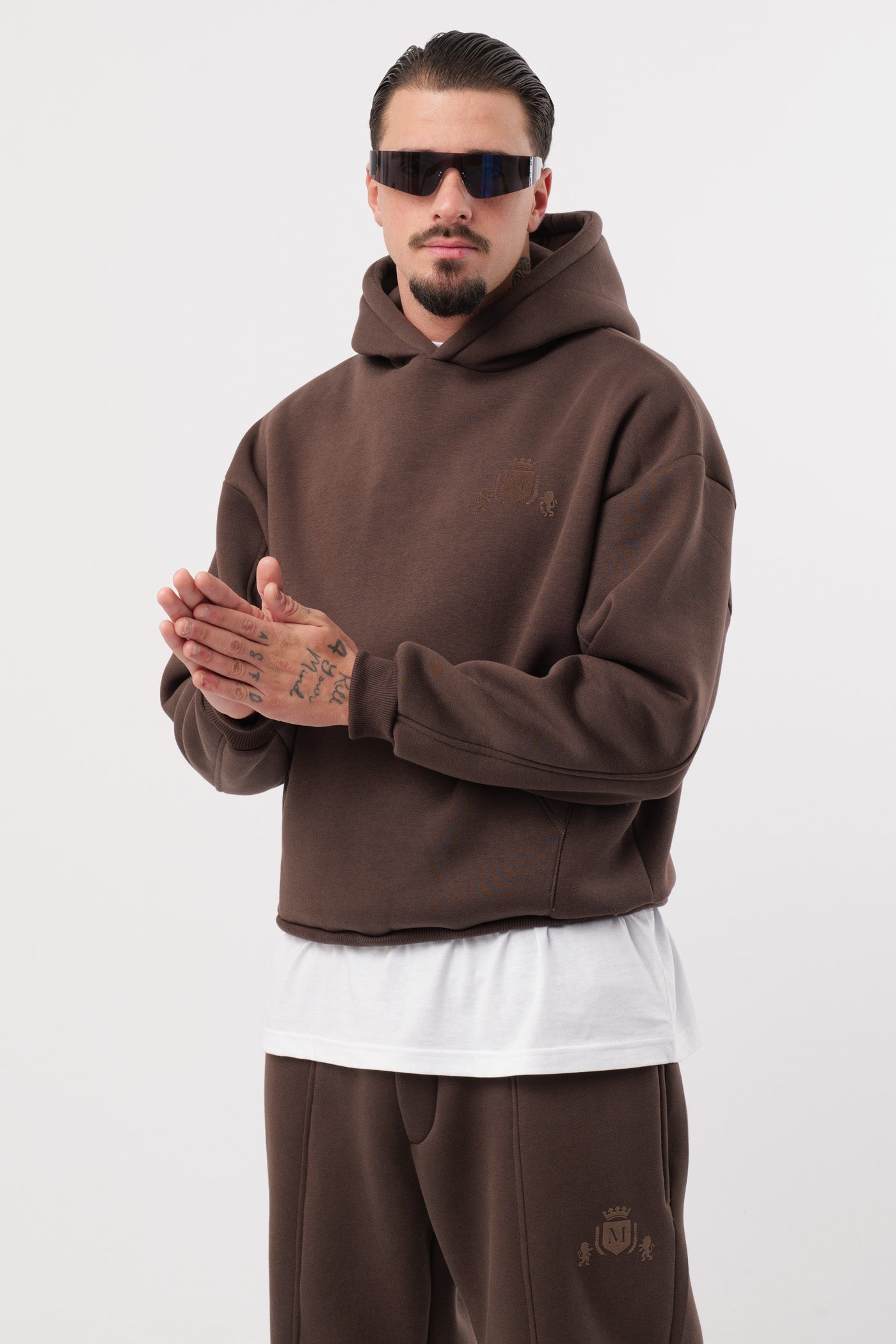 Kapuzenpullover Braun Cropped Logo