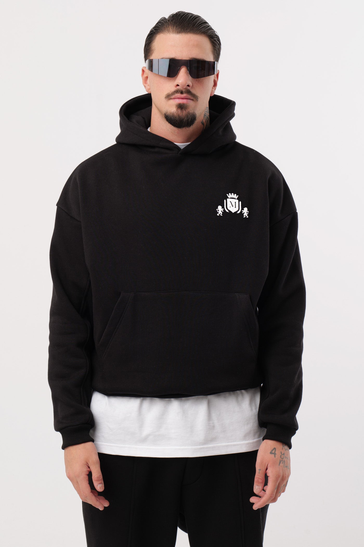 Hoodie Noir Court Logo