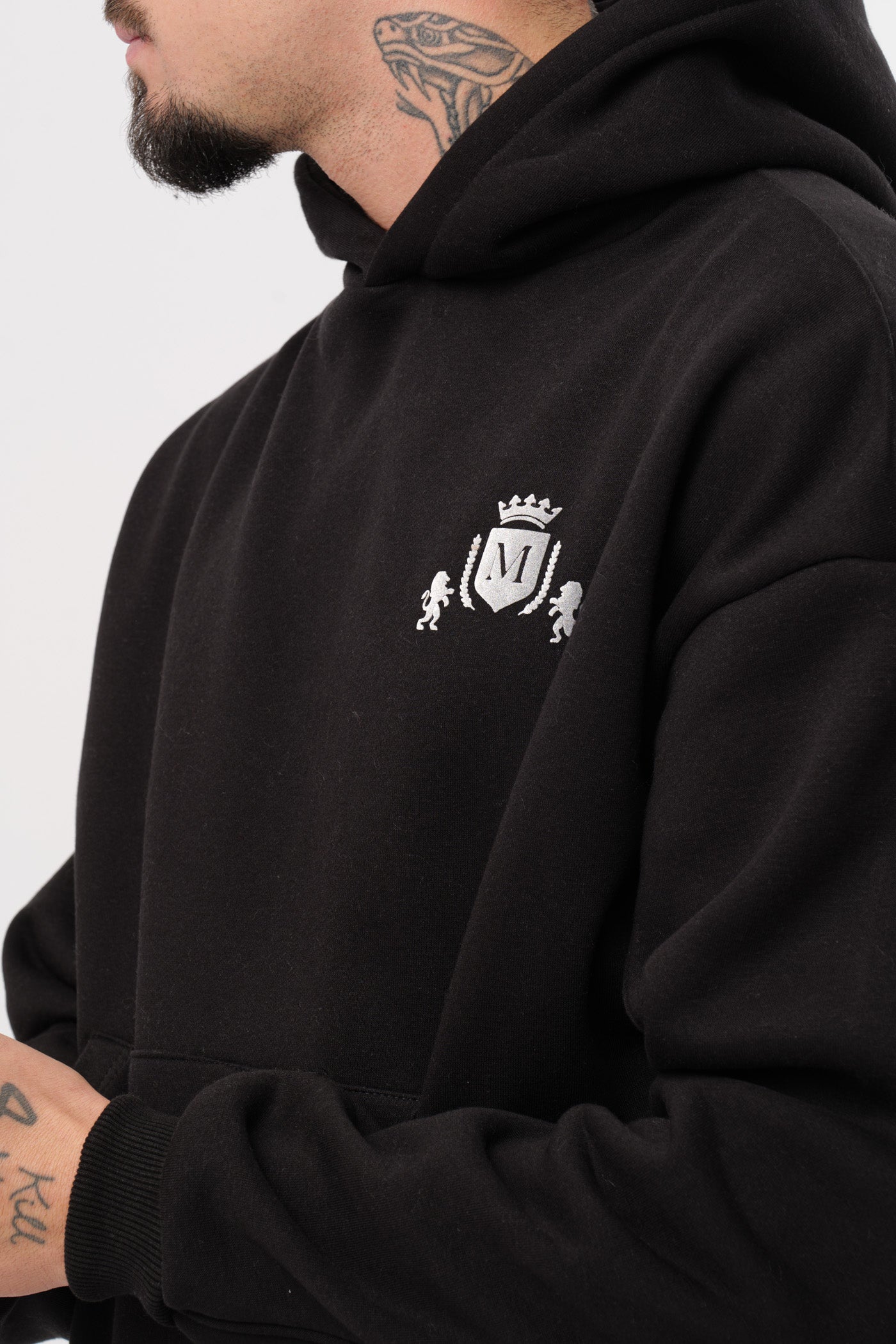 Hoodie Noir Court Logo