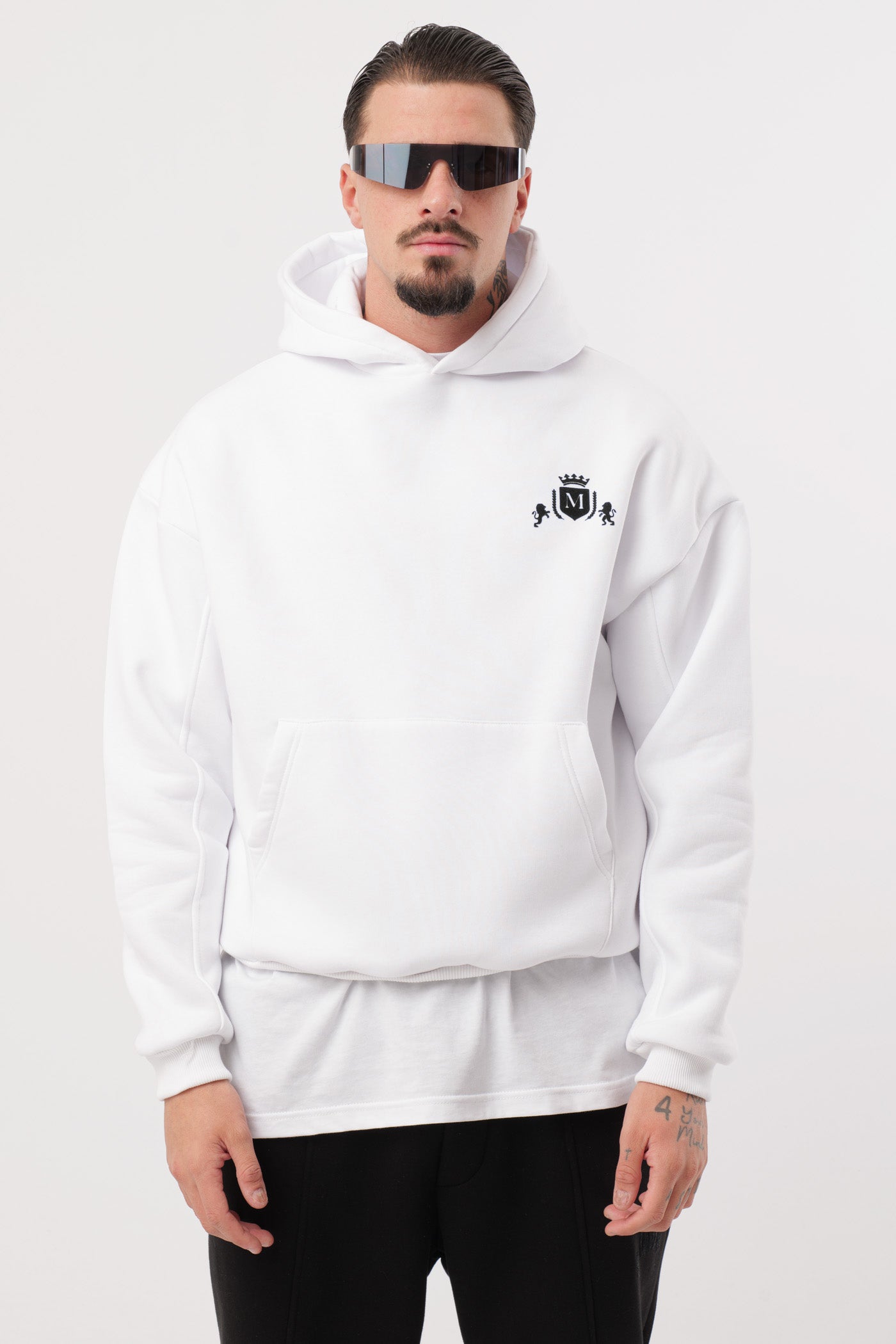 Hoodie Blanc Cropped Logo