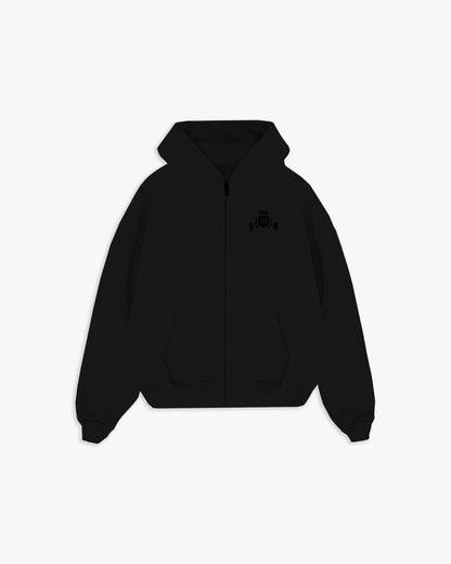 Hoodie Zip Noir avec Logo Noir