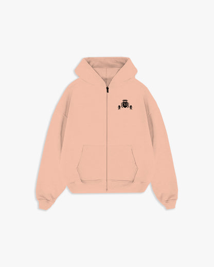 Hoodie Zip Corail avec Logo Noir