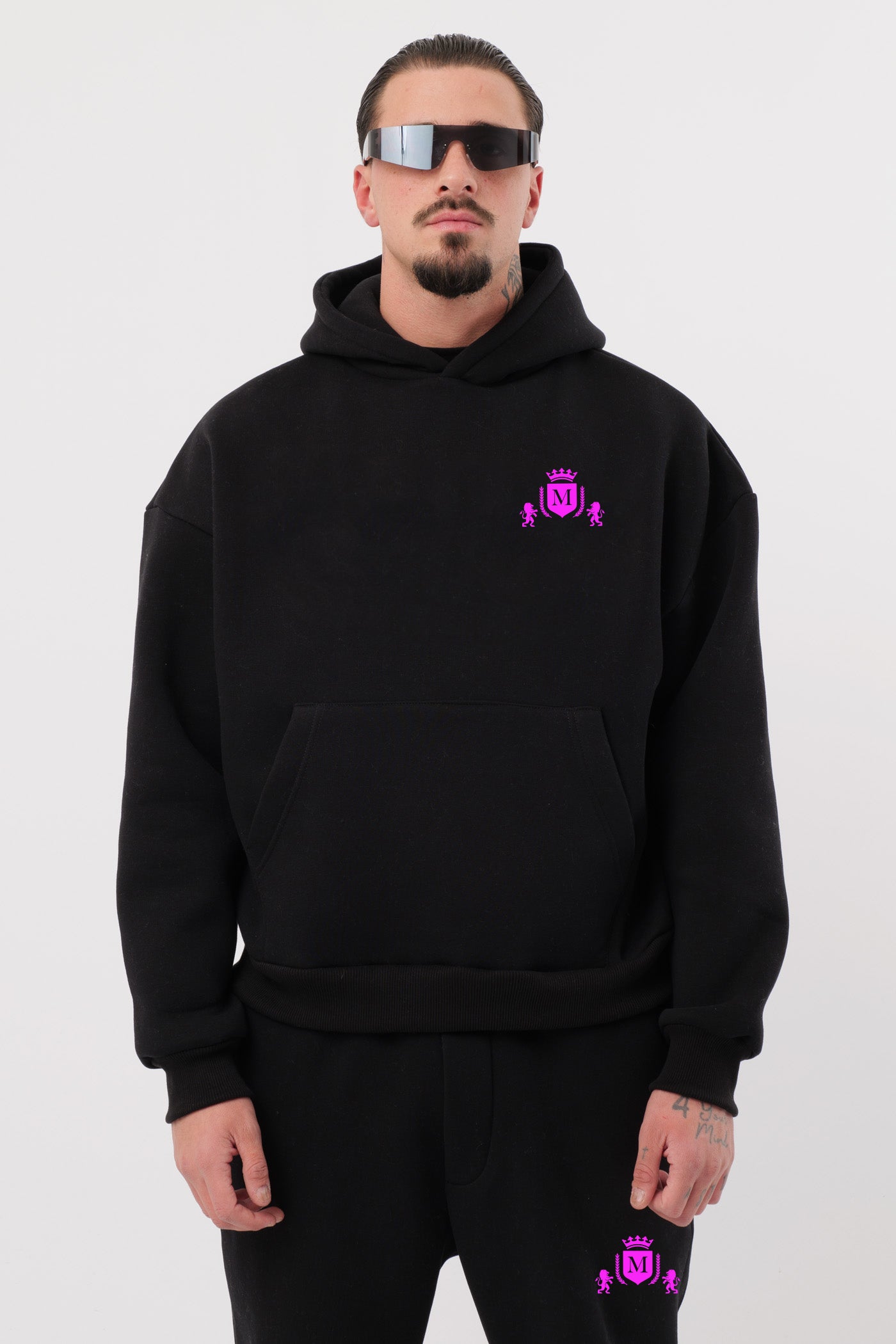 Ensemble "Logo" Noir Rose Fluo