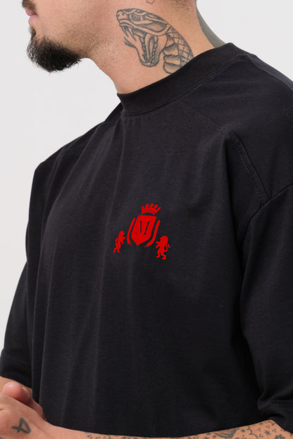 Schwarz-rotes Logo-T-Shirt