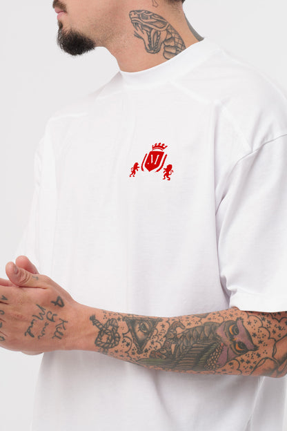 Weiß-rotes Logo-T-Shirt