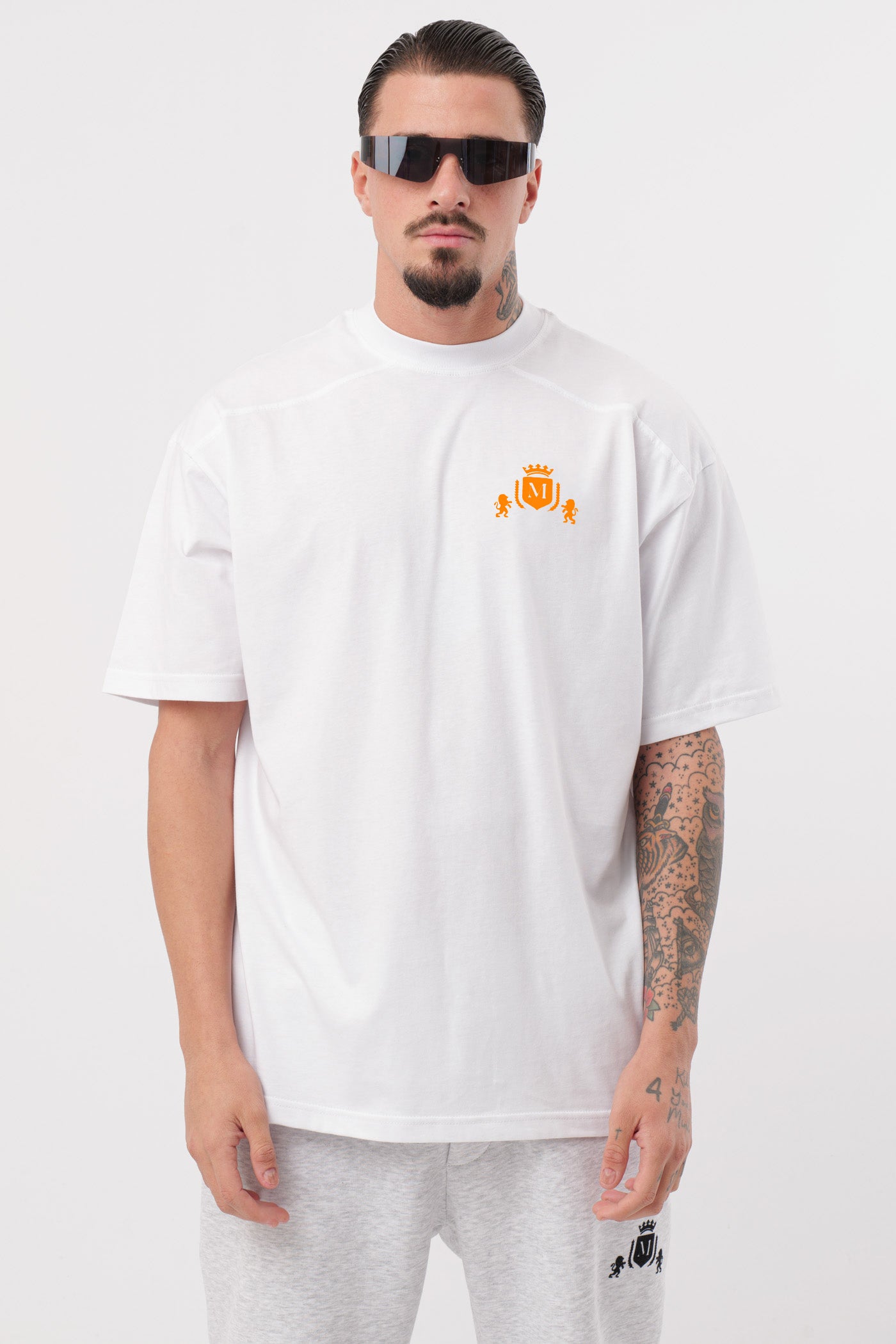 T-shirt Logo Blanc Orange Fluo