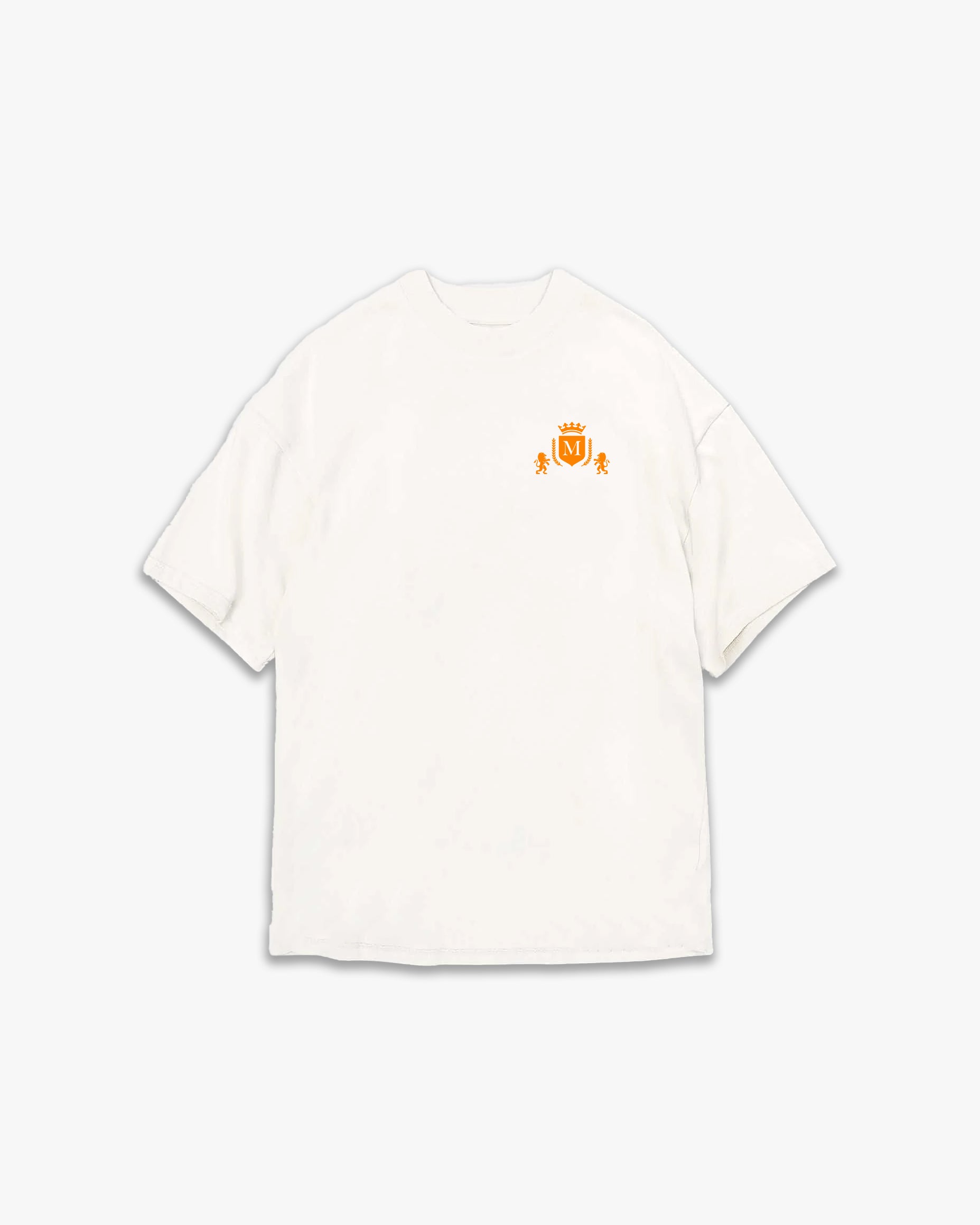 T-Shirt mit fluoreszierendem Logo in Weiß und Orange